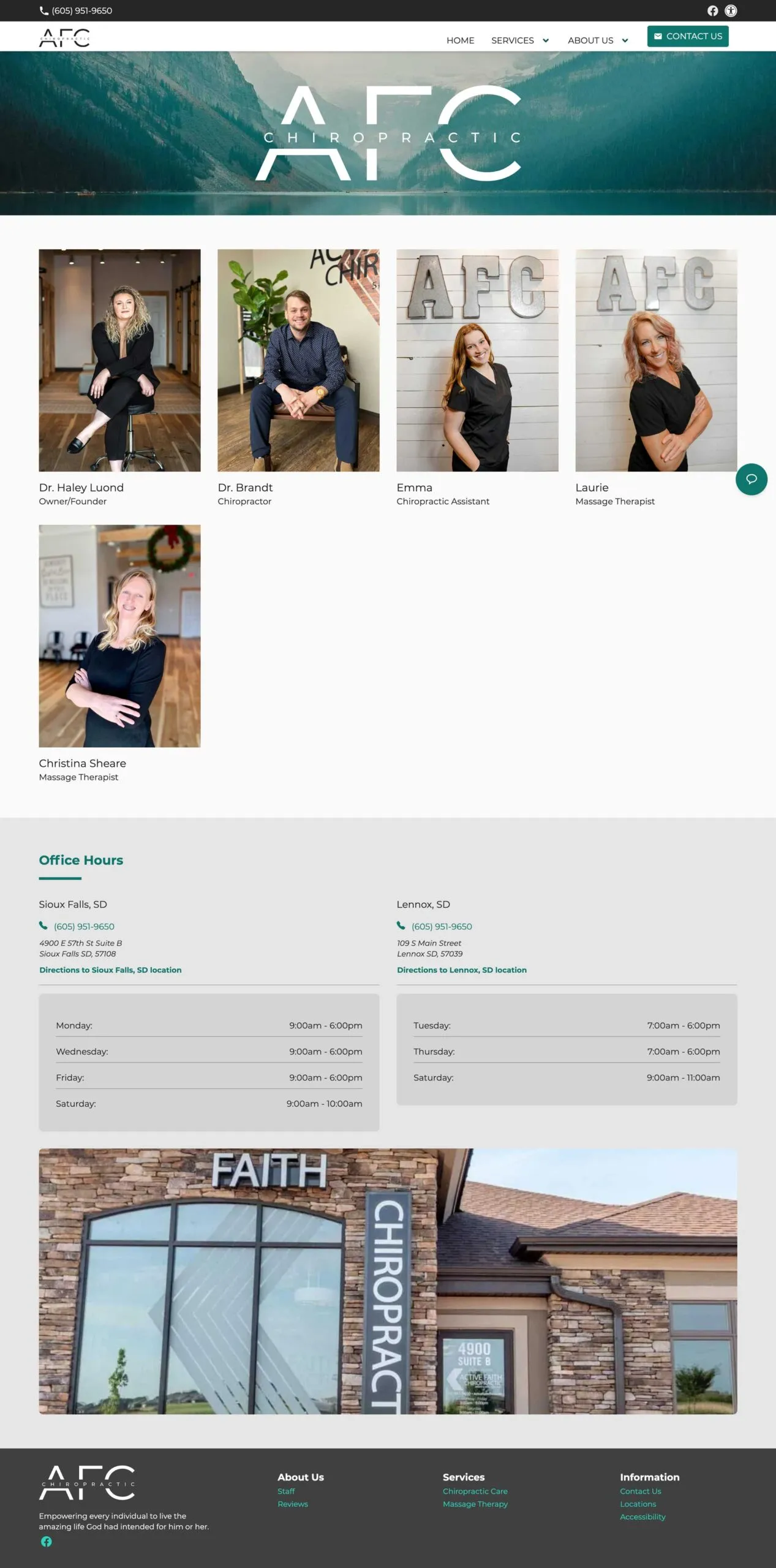 Chiropractic website staff page