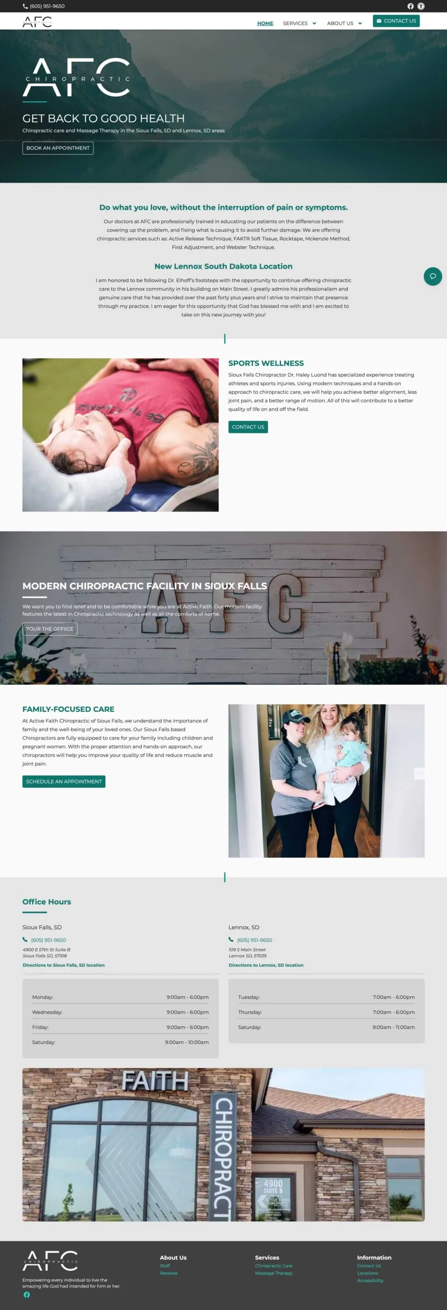 Chiropractor website home page