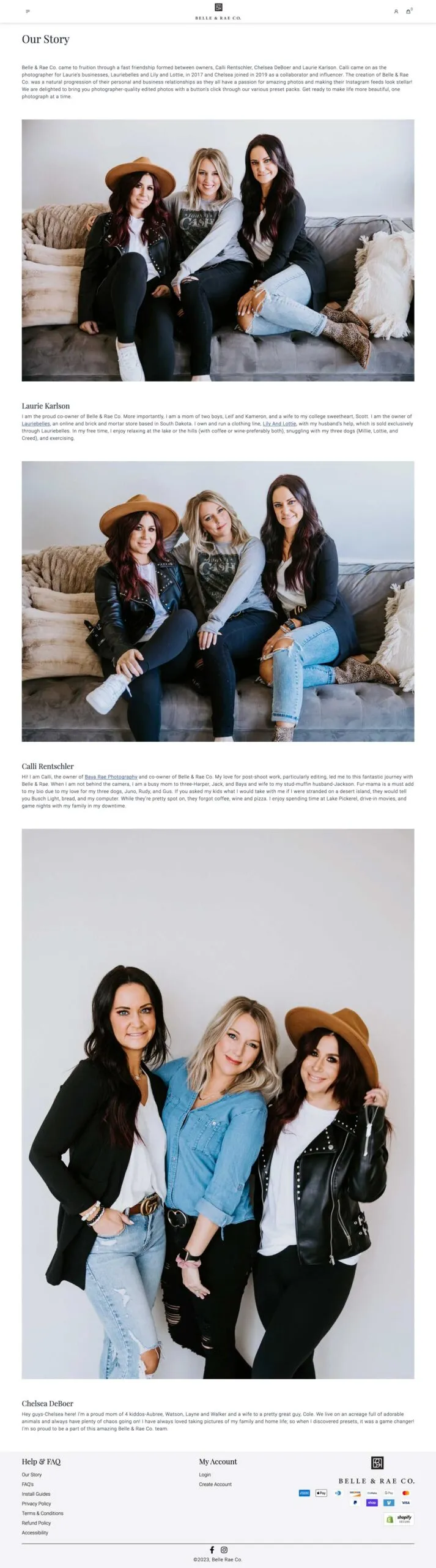 Photography website about us page