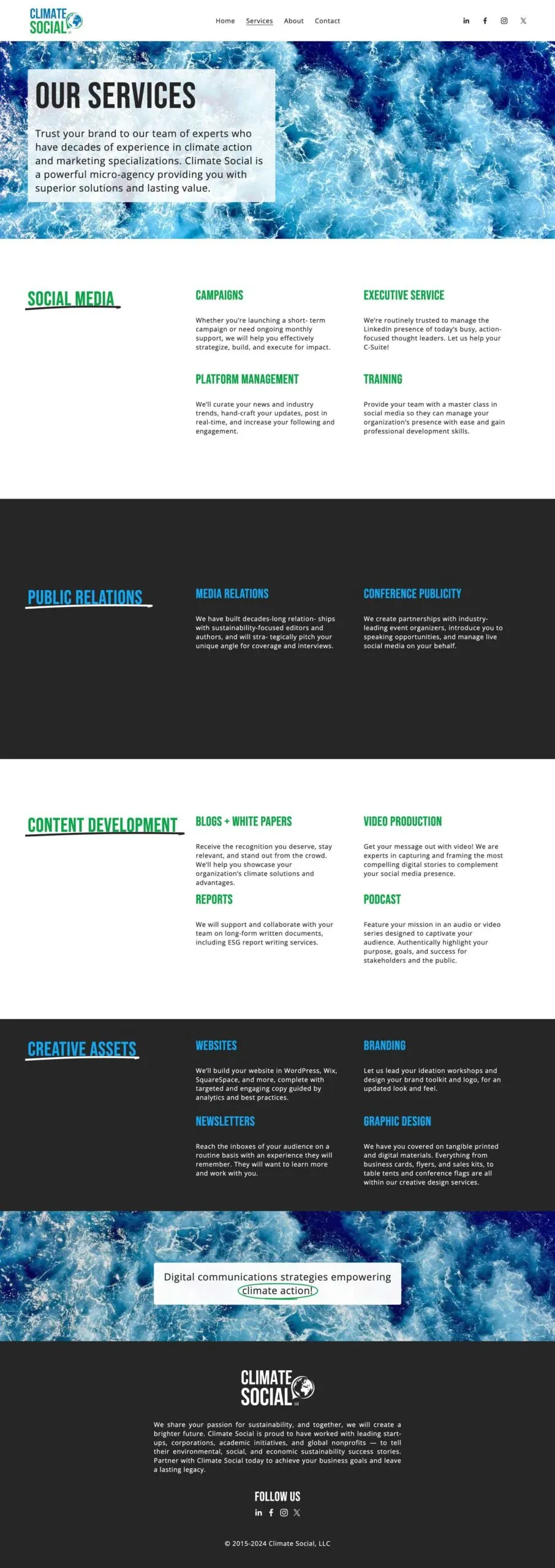 Marketing agency website services page