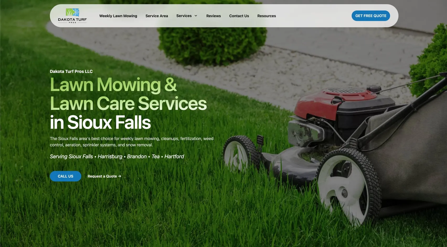 Dakota Turf Pros lawn maintenance company website