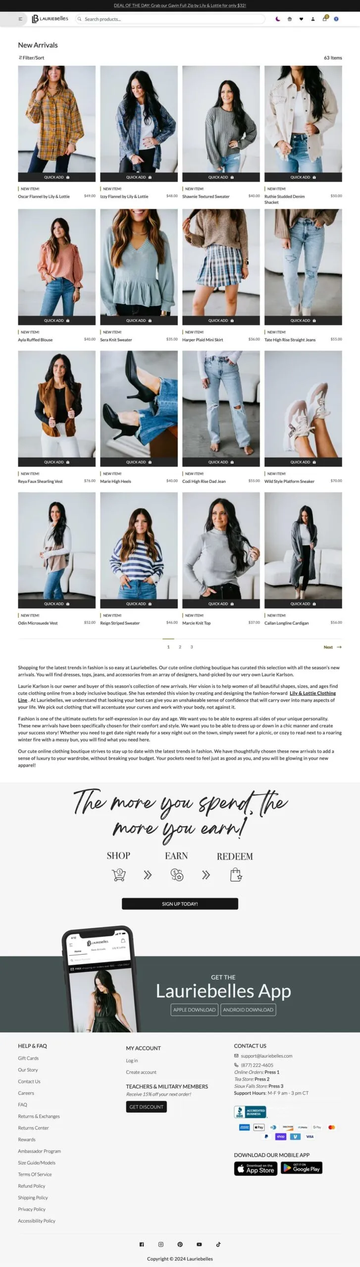 Shopify website collection page