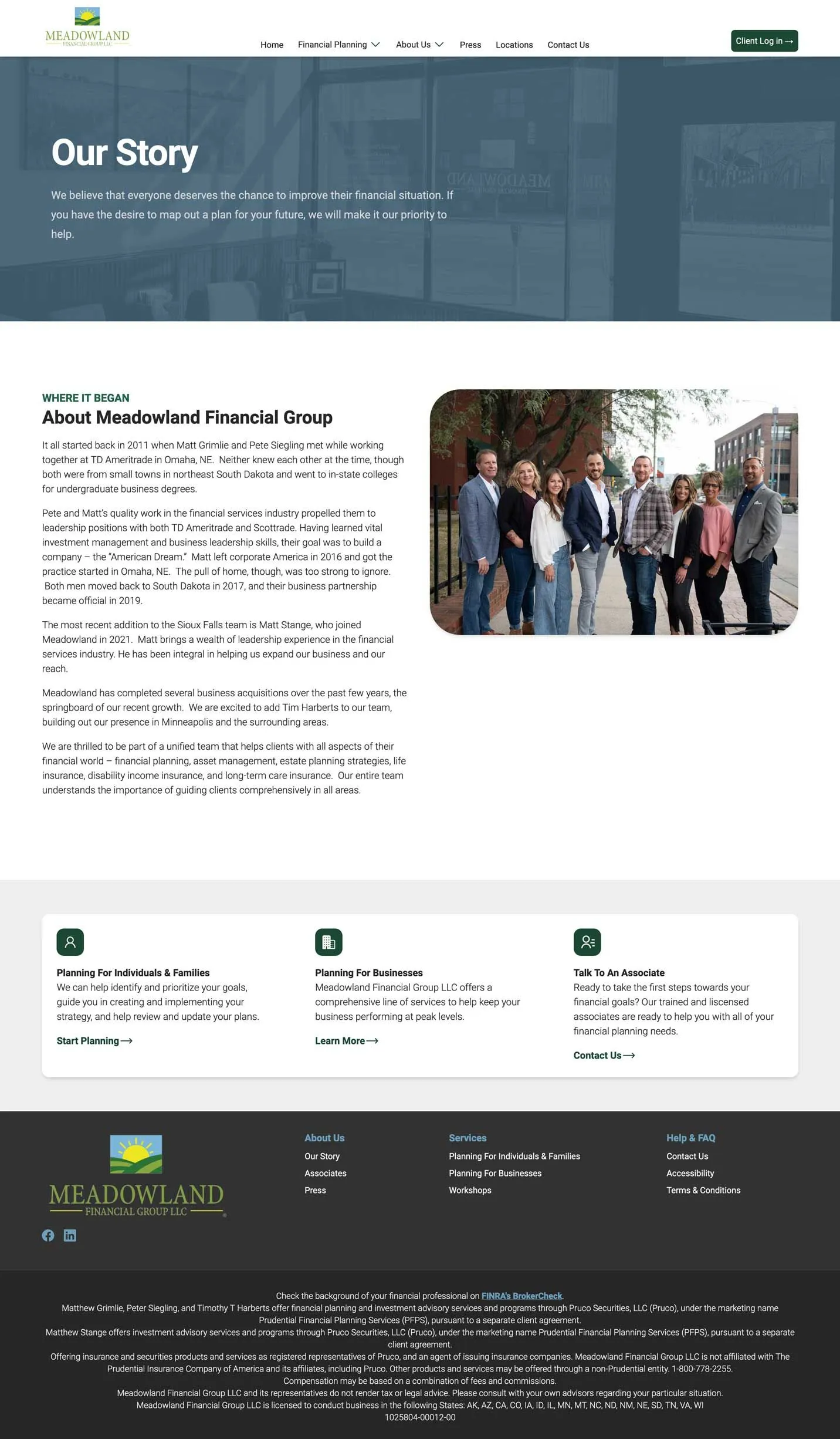 Financial advisor business about us website page