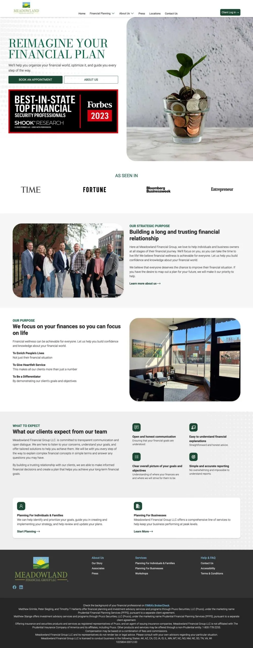 Financial planner in Sioux Falls South Dakota website homepage
