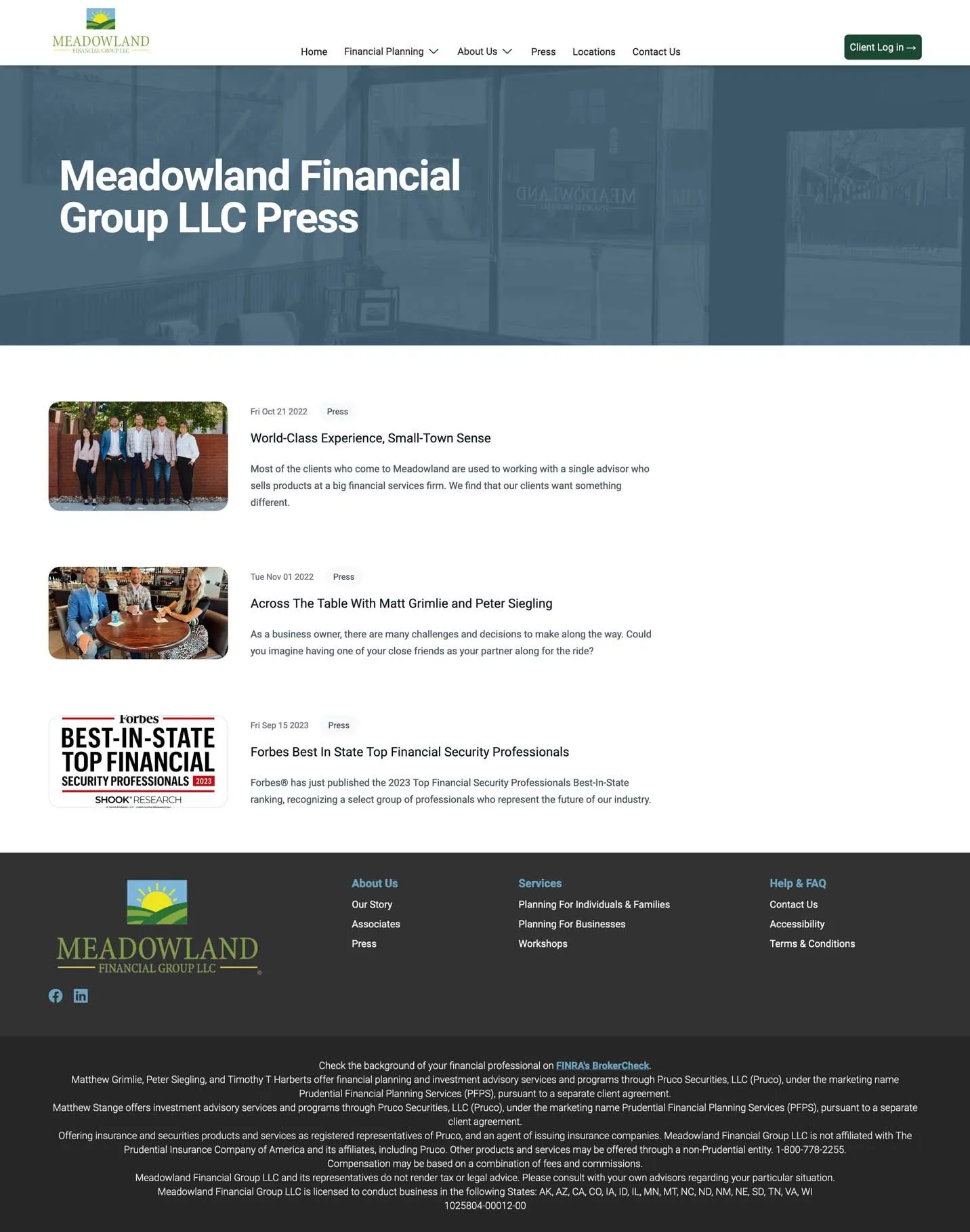 Financial advisor press page