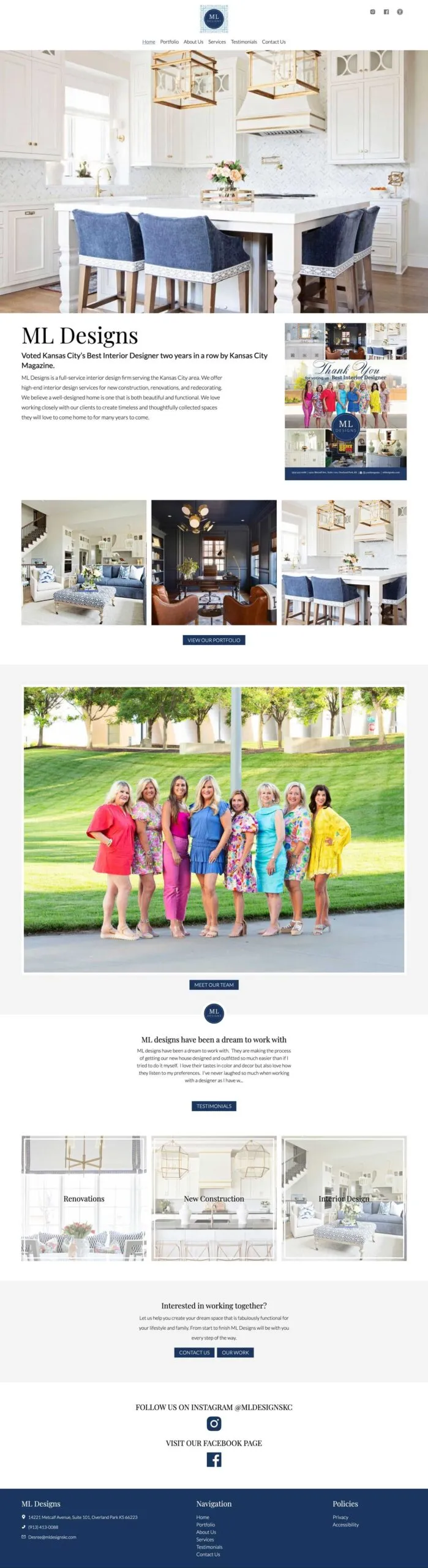 Interior design website homepage