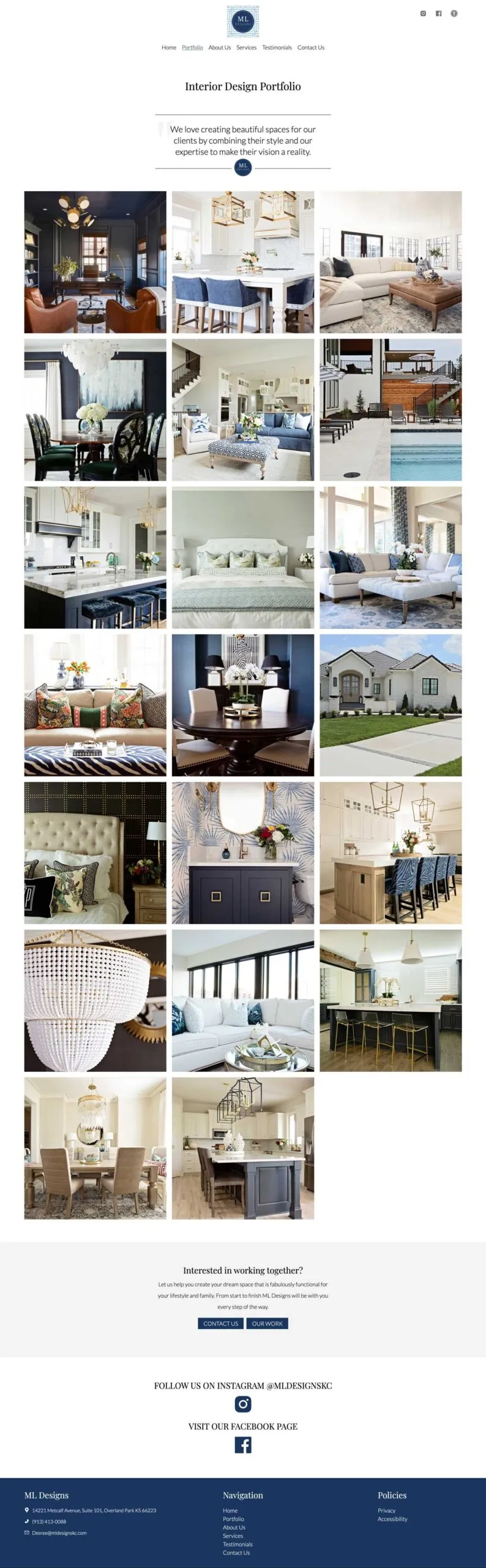 Portfolio page for website