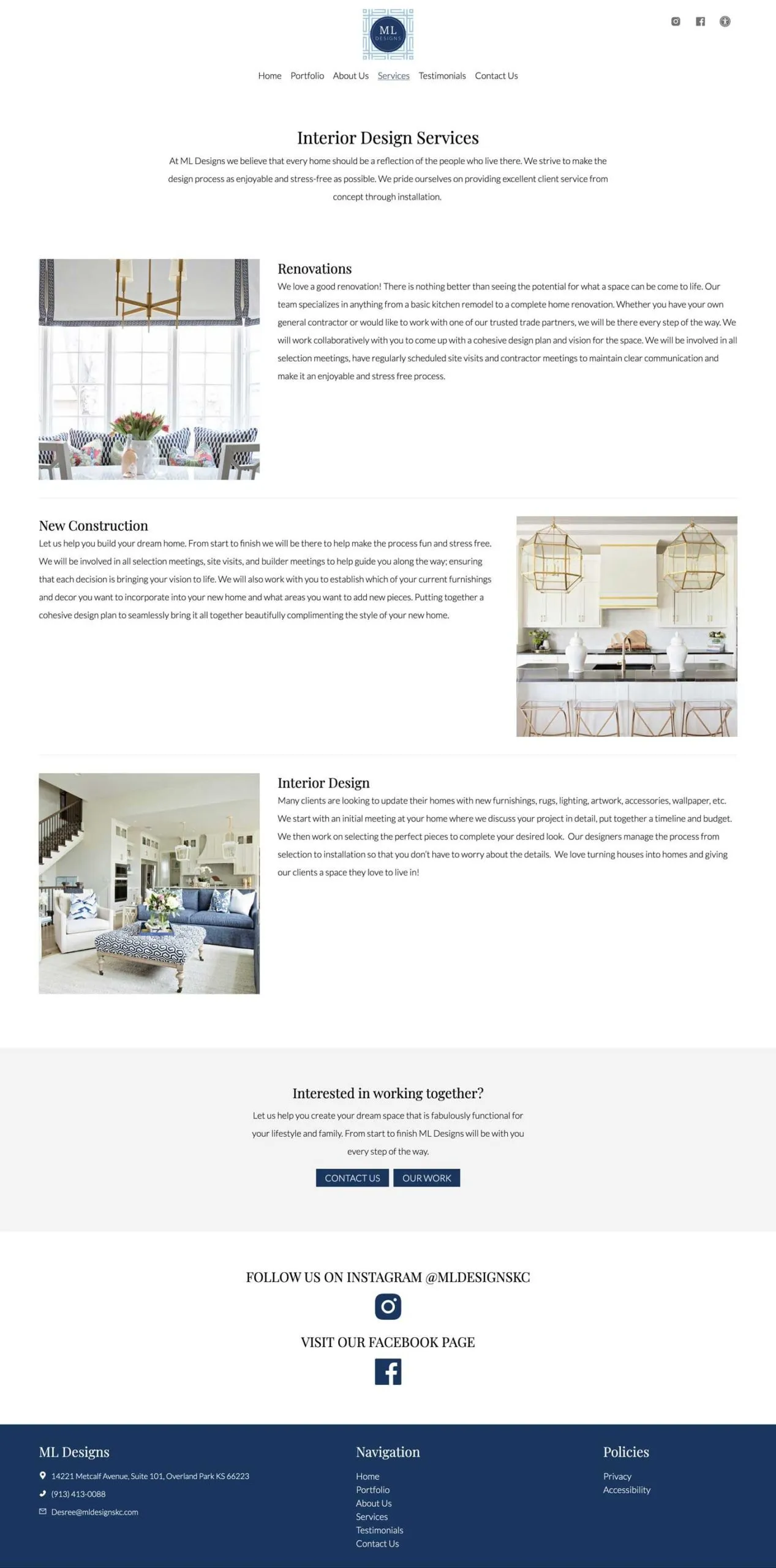Services website page