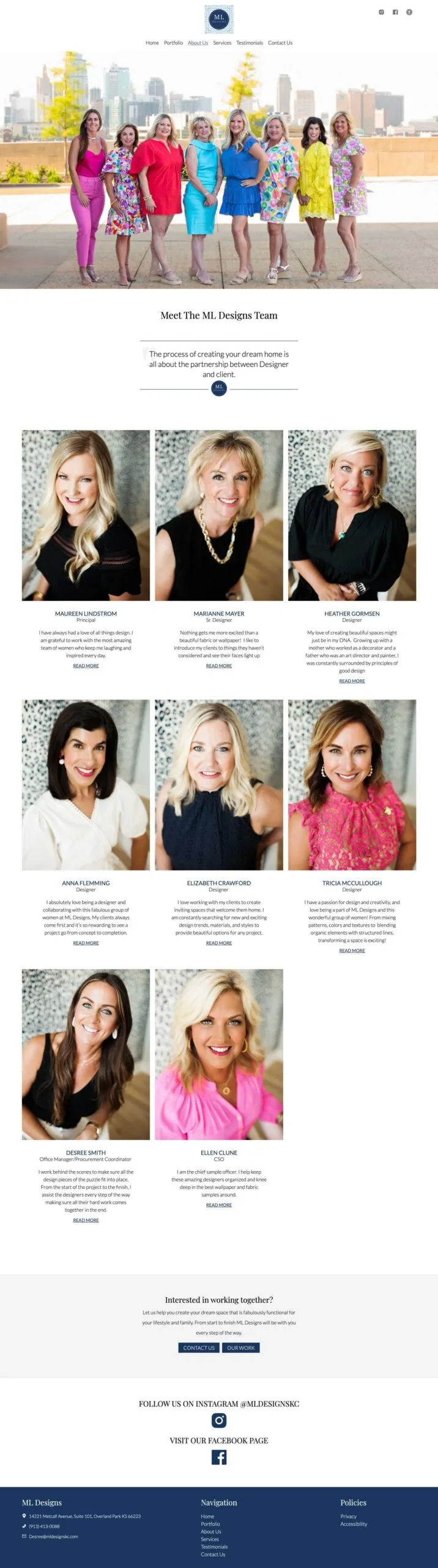 Staff page for interior design company