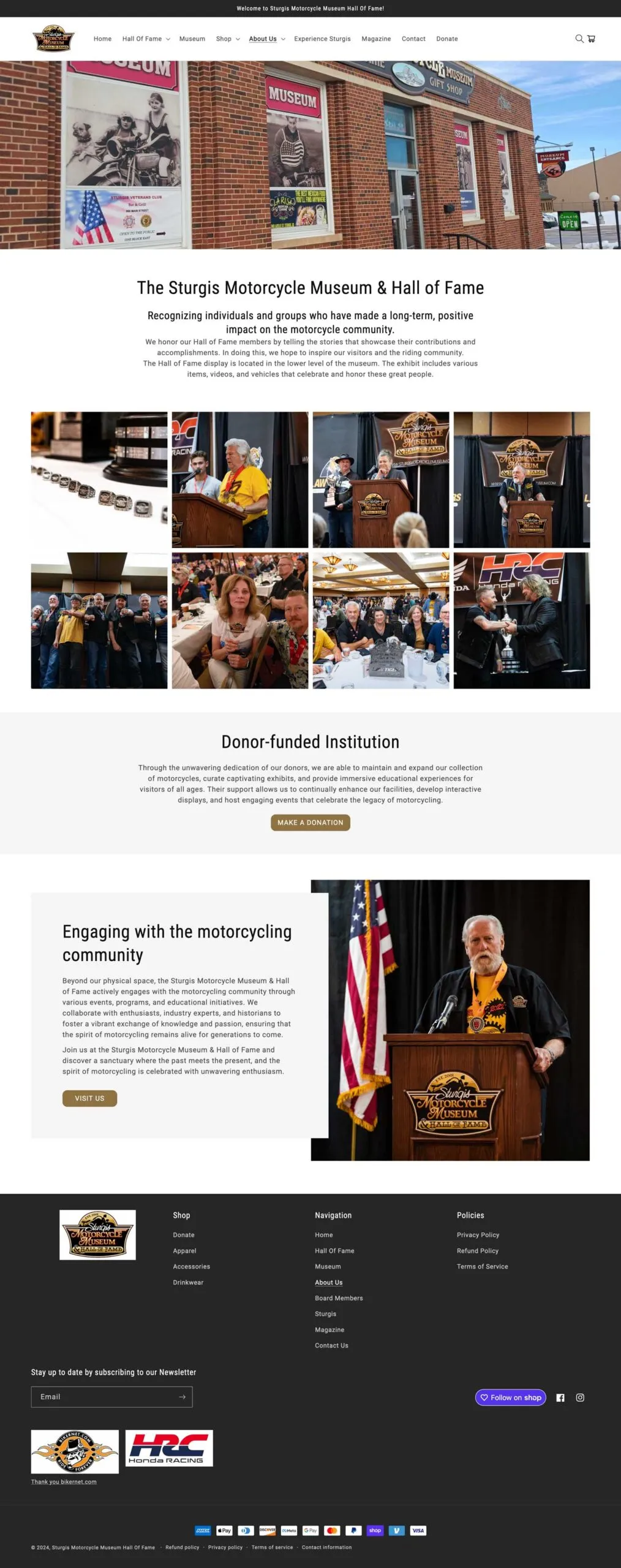Sturgis Motorcycle Hall of Fame about page