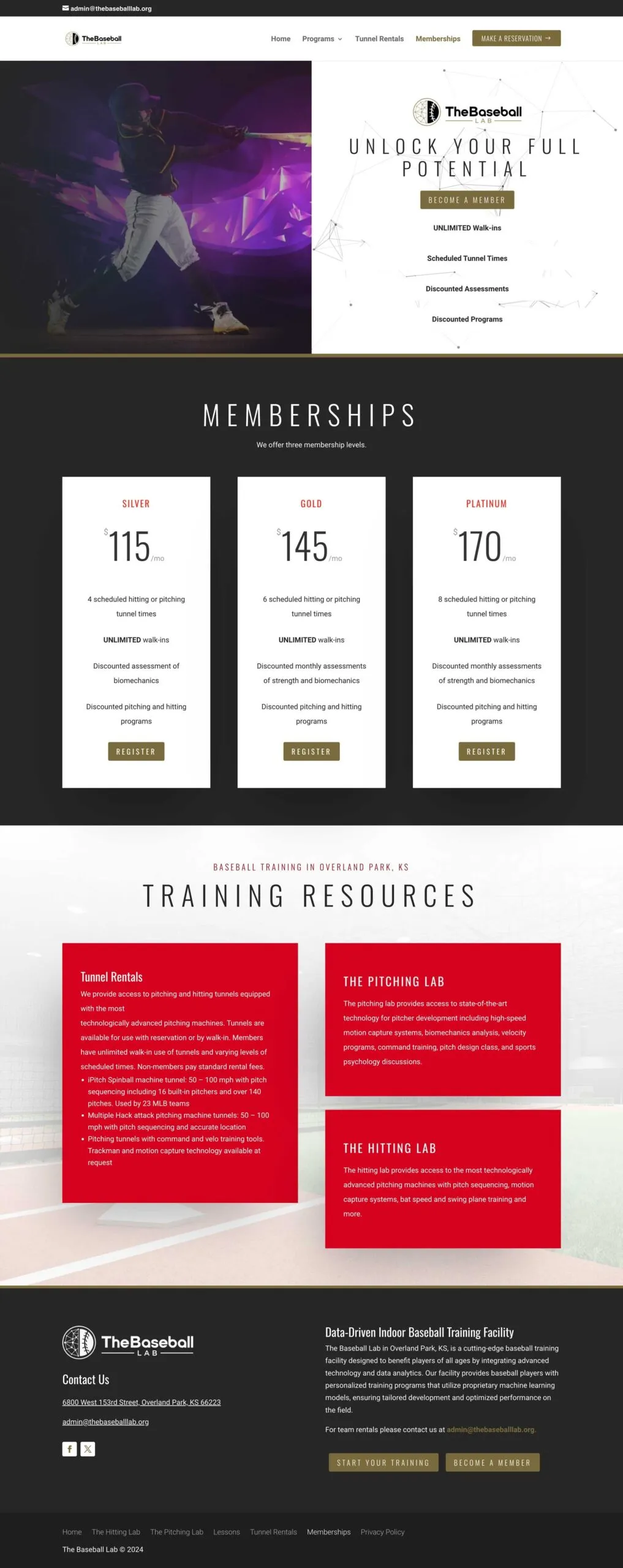 Website design for membership page