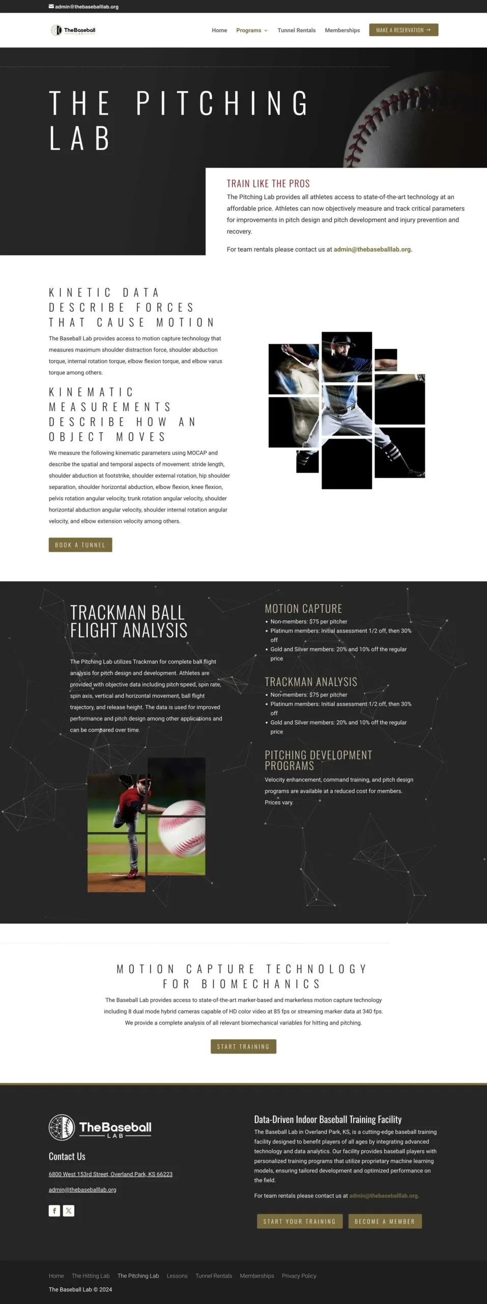 Website development for sports complex